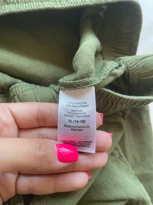 Time and Tru Olive Green Cargo Drawstring Pants Sz 16-18 thumbnail 4