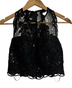 Windsor Black Floral Lace Top NWT thumbnail 1