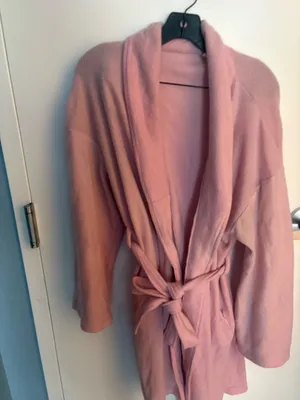 Women's Pink Fleece Long Sleeve Belted Shawl Collar Robe thumbnail 2