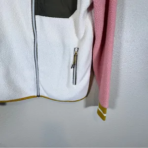 Kari Traa White Pink Fleece Colorblock Full Zip Sweater Womens M Fall Casual thumbnail 7
