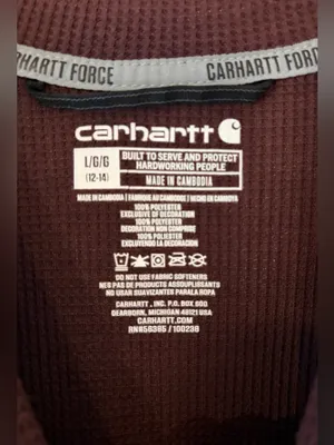 Carhartt Women Force Midweight Waffle Base Layer Shirt Size LARGE Maroon thumbnail 3