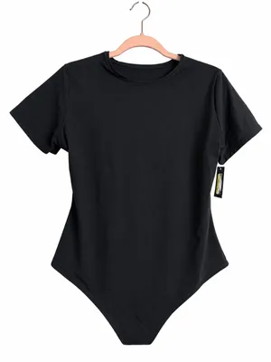 NWT Auden Luxury 4-Way Stretch Black Short Sleeve Bodysuit 1X thumbnail 4