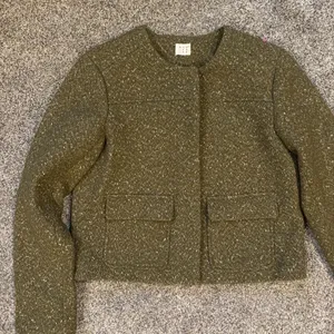 A New Day Green Gold Metallic Speckled Tweed Blazer Jacket thumbnail 10