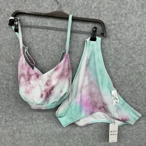 NEW Cupshe Pink Blue TyeDye 2 Pc Beach Swimsuit Swim Bikini Padded Bra Women XL thumbnail 1