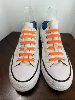 Converse Chuck Taylor Women’s 8 All Star Low-Top White and Orange Shoe Lace thumbnail 1