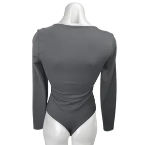 Abercrombie & Fitch Womens Black Square Neck Long Sleeve Bodysuit Shirt Top Sz S thumbnail 2