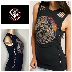 New. Affliction black tee. Small. Retails $58 thumbnail 2
