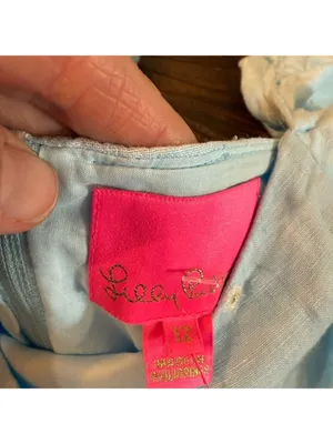 Lilly Pulitzer Kylanne Embroidered Linen Mini Dress Baby Blue Cutout Size 12 NWT thumbnail 9