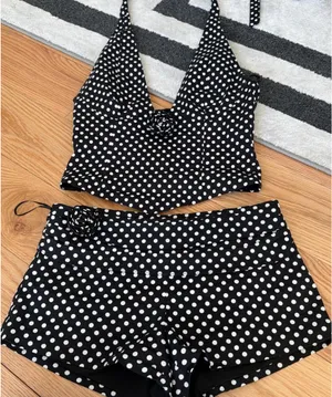 Outcast Clothing 2 Piece Set Piai Corset Top Polka Dot Black Piai Shorts Polka Dot Black thumbnail 3