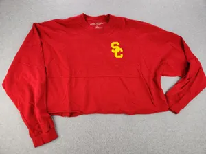 USC Trojans Shirt Womens XL Spirit Jersey Red Oversized Cropped Sweatshirt Shirt thumbnail 1