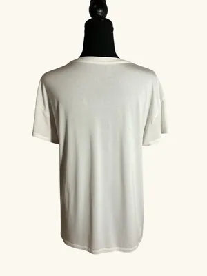 prAna Short Sleeve Tee Cream White Relaxed Fit Casual Basic Top thumbnail 3