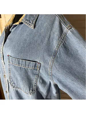 Vintage 90s Bill Blass women's denim shirt blue cotton Western grunge cottage M thumbnail 5