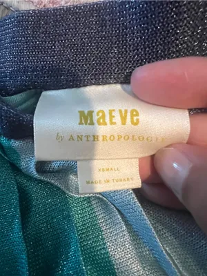 Maeve Anthropologie Sunburst Metallic Blue Pleated Midi Skirt Paneled Patchwork thumbnail 10