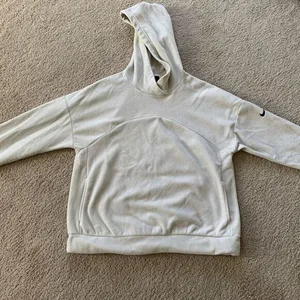 Nike Fleece Hoodie Sweatshirt Pullover Fuzzy Super Soft Beige Cream Size M thumbnail 1