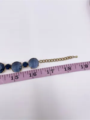 Deep Blue Crystal Gemstone Statement Necklace Costume Jewelry Adjustable Classic thumbnail 5