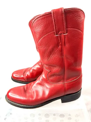 Justin Boots 6 Cowgirl Red Leather Heeled Cowgirl Boots thumbnail 1