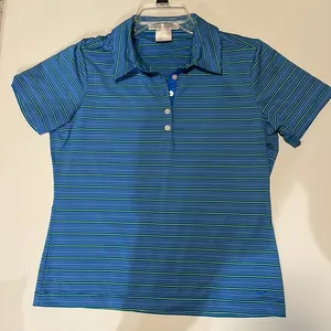 Nike golf striped collared polo style shirt thumbnail 1