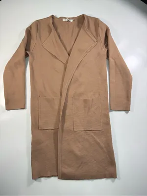Lightweight Cream Open-Front Long Cardigan with Pockets NWOT thumbnail 2