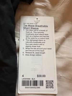 Lululemon Black Tie Short Sleeve Top thumbnail 2