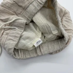 Beige Linen Like Jogger Pants Elastic Waist Ankle Cropped Casual Fit Pull On Hem thumbnail 7