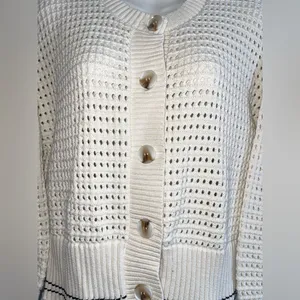 Magaschoni Cream Open-Knit Cardigan thumbnail 5