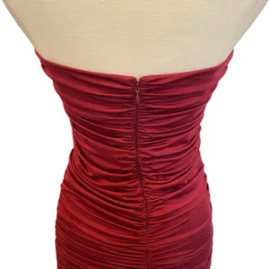 Oh Polly Forever Yours Ruched Bodycon Bandeau Midi Dress in Dark Red Style 2268 thumbnail 8