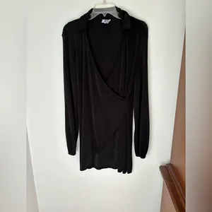 Princess Polly Faux Wrap Long Sleeve Dress Size 6 Black thumbnail 7