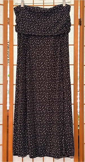 Max Studio Black Polka Dot Midi Skirt Large thumbnail 1