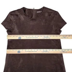 J McLaughlin Dress XS Brown Faux‎ Suede Swing Short Sleeve Pockets Minimalist thumbnail 8