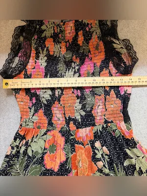 Angie Floral Lace Trim Tiered Midi Dress Size Small NWT Boho thumbnail 10