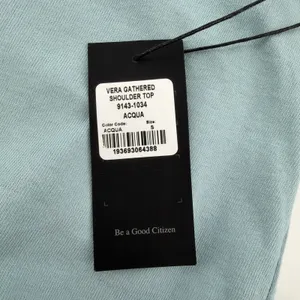 NWT Citizens of Humanity Vera Gathered Shoulder Top Small Acqua Blue Puff Sleeve thumbnail 3