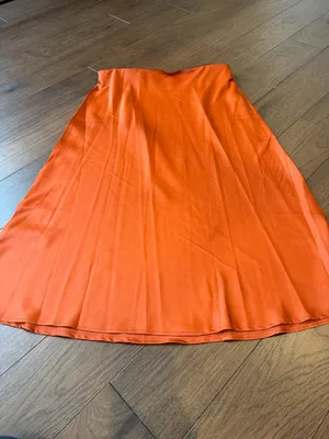 Silk Women's Orange A-Line Midi Skirt Large - C30-030 thumbnail 10