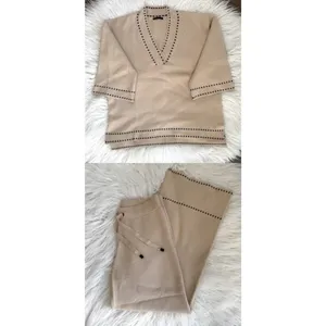 Skatie Brand Women's Dolby Coordinating Cozy Knit Sweater Set Size S Beige Black thumbnail 2