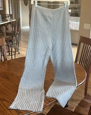 Gray Sweater Pants Comfy Ribbed New Size M thumbnail 1