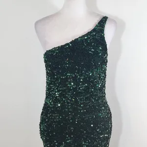 Mi Ami Green Sequin One Shoulder Mini Dress NWOT Size Small Formal Sequin Dress thumbnail 3
