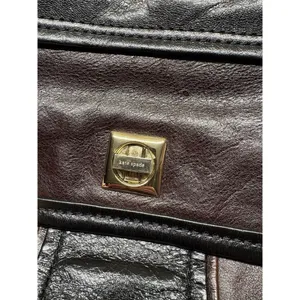 Kate Spade Rare Brown/Black Leather Turn Lock Shoulder Bag Purse With Dust Bag thumbnail 2