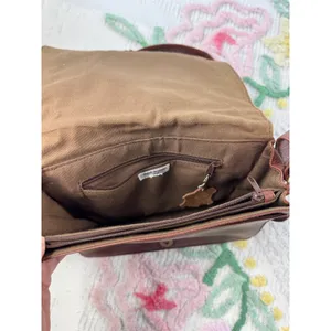 Vintage Brown Pebbled Leather Crossbody Bag Whipstitch Detail Adjustable Strap thumbnail 6