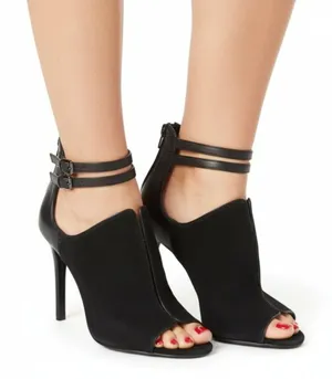 Dolce Vita Black Suede Ankle Strap Open Peep Toe High Heel Sandal Shoes 9 thumbnail 1