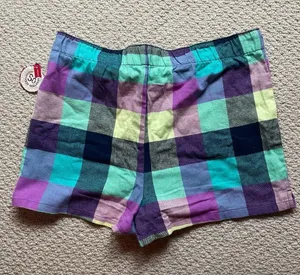 So High Waisted Colorful Plaid Flannel Loungewear PJ Mini Shirts Medium thumbnail 2