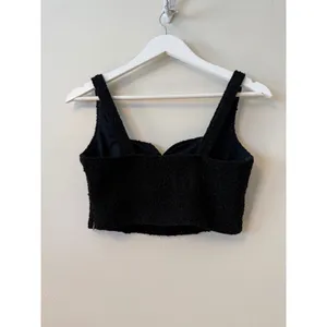 Abercrombie & Fitch Black Tweed Textured Cropped Tank Top Sweetheart Neckline XS thumbnail 7