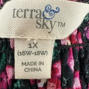 Terra & Sky Women's Floral Print Dress 1X (16W-18W) 100% Cotton Made In China thumbnail 4