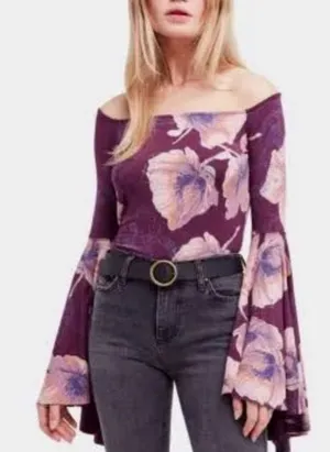 Free People Birds of Paradise Wine /purple Color Top size SP thumbnail 1