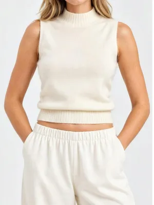 KOOKAÏ Geneva Wool Cashmere Knit Tank, Winter White, FR36/US4 thumbnail 1