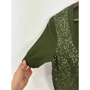 Talbots Short Sleeve Green Sequin‎ Cardigan Lightweight Sweater Womens Large thumbnail 3
