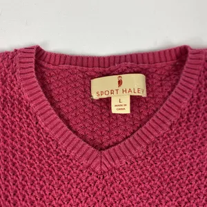Sport Haley Sweater Womens Large‎ Pink 100% Pima Cotton V Neck Knit Pullover thumbnail 3