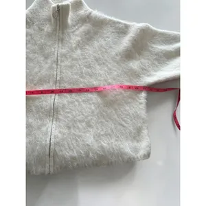 Wild Fable Ivory Fuzzy Zip Up Mock Neck Cropped‎ Sweater XS Oversized Cream thumbnail 5