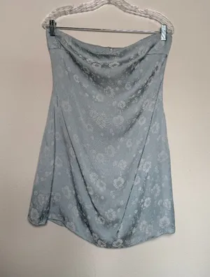 Princess Polly Baby blue Silk Strapless Mini Dress Floral Print thumbnail 1