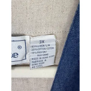 BellePointe Vest Beige Blue Embroidered Basket Floral Linen Blend 3X thumbnail 5