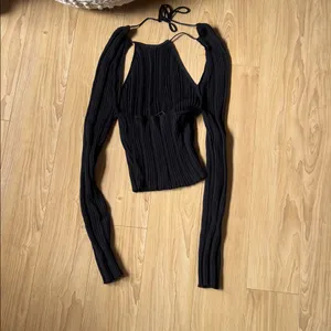 Zara Black Ribbed Top thumbnail 2