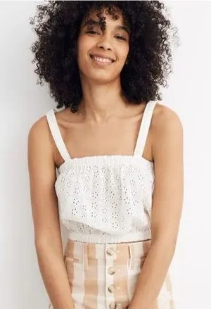 Madewell Ivory Eyelet Crop Top Size Large‎ thumbnail 1